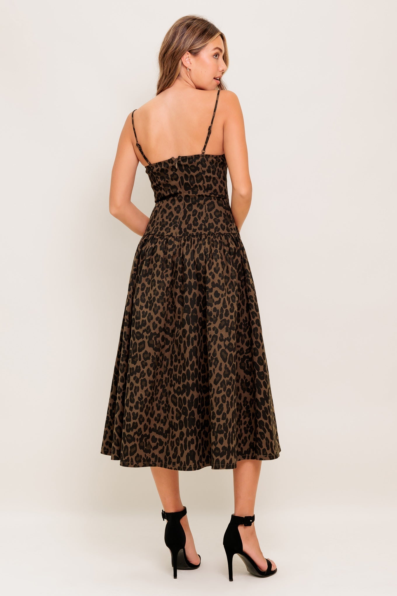 WALK SOFT, STRIKE STRONG LEOPARD WOVEN MIDI DRESS Flying Tomato